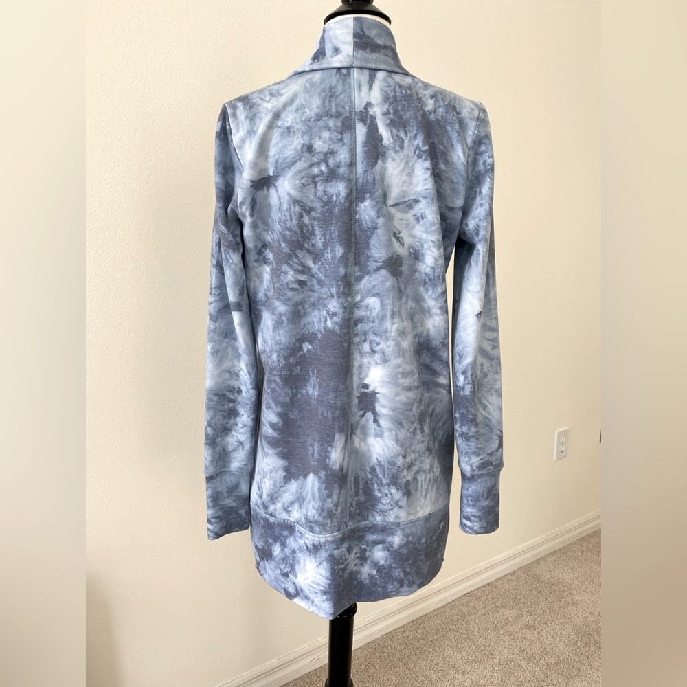 90 Degrees by Reflex, Blue Tie-Dye Open Front Cardigan, Sz. S - Picture 6 of 7